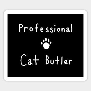 Professional Cat Butler Relaxed Handwritten Text Design with Paw Print Magnet